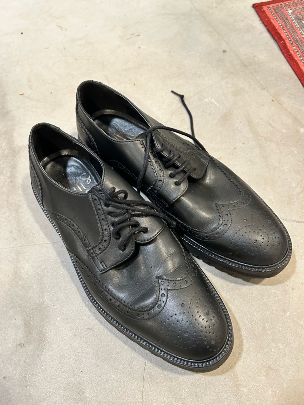 Windsor Smith Black Leather Brogue Lace-Up Oxfords